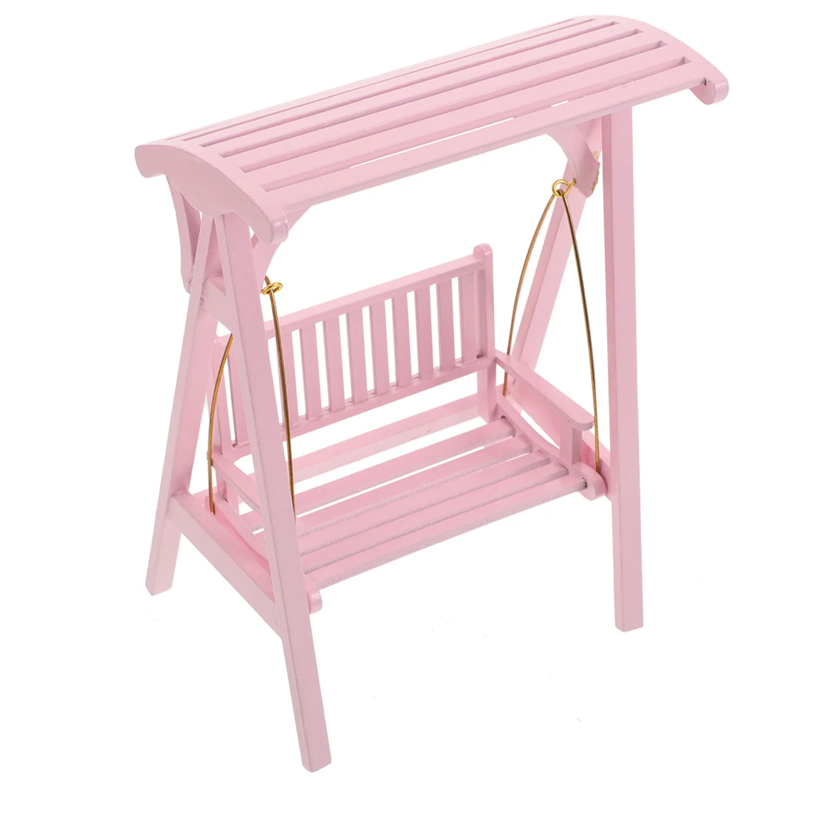 Wooden Scale Miniature Wooden Garden Swing For Decoration Christmas Miniature Decor Bench Dollhouse