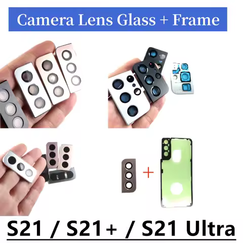 For Samsung Galaxy S21 Plus Ultra Rear Camera Glass Lens Back Camera Glass Cover + Adhesive Sticker