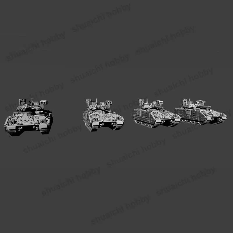 1Set 1/700 Scale M2A3/M3A2 Model Infantry Fighting Vehicle Kit Simulation Tracked Army Battle Vehicles DIY Resin Ornaments