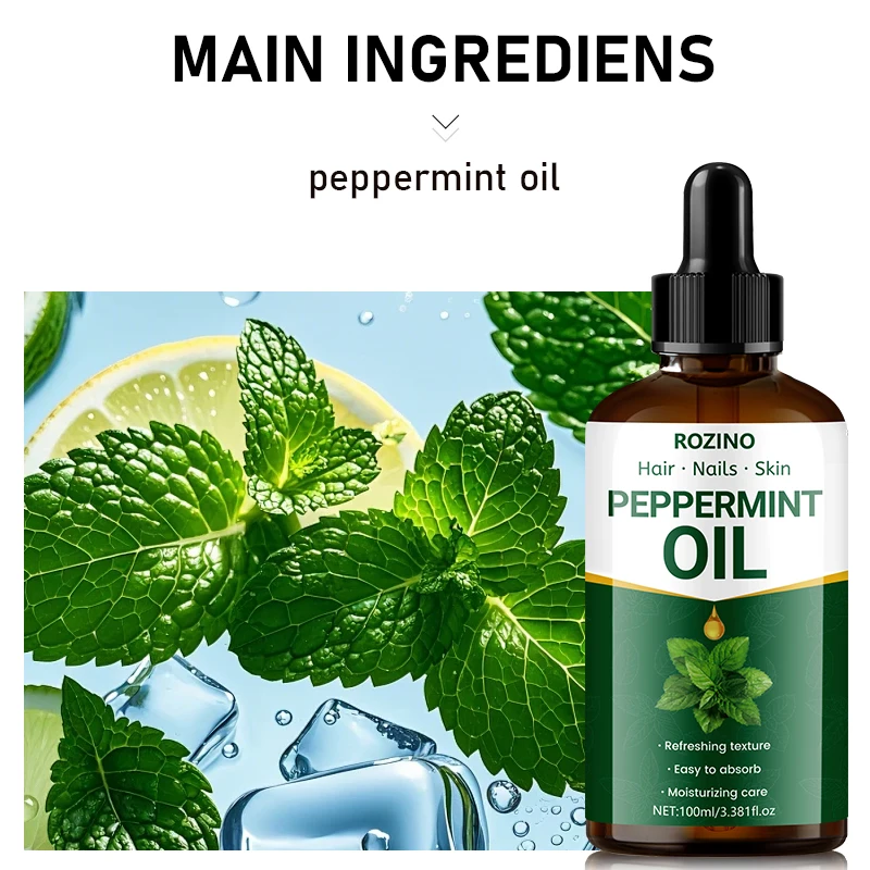 1 Stück/2 Stück/3 Stück ätherisches Pfefferminzöl, reines ätherisches Pflanzenöl, verwendet für Massage, Dusche, Hautpflege, Gesicht, Körper, Nägel, Haare und Wimpernpflege, vielseitig einsetzbar – Detail 4