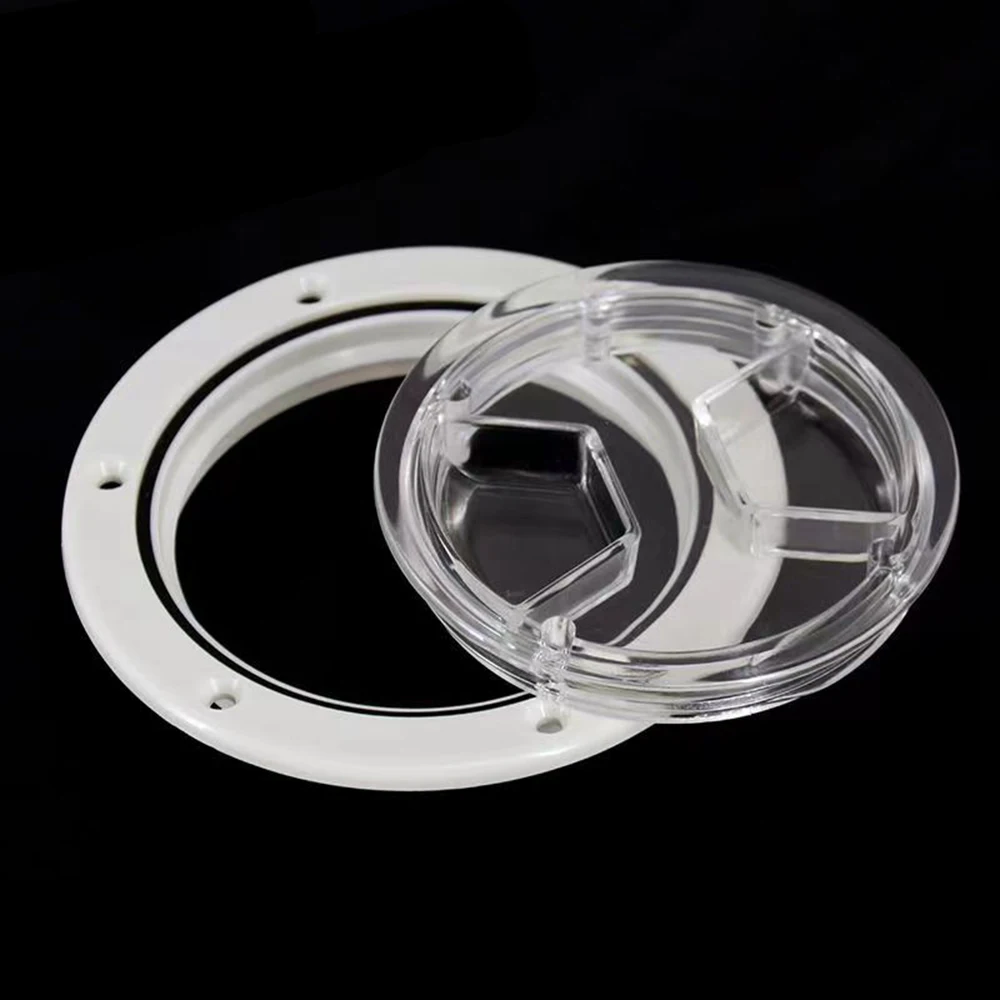 Transparent Detachable Cover ABS Round Inspection Hatch Cover Plastic White Black Boat Screw Out Deck Inspection Plate 4\