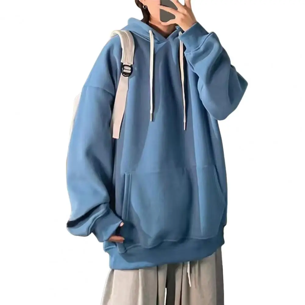 

Unisex Hoodie Men's Fall Winter Hoodie with Big Front Pocket Drawstring Solid Color Long Sleeves Hooded Top for Sport