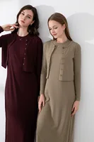 AS 2024 summer woman clothes cardigan Ankle Length maxi dress nature fiber ribbing fabric clothing  ( Ship in 1 day) - Image 4