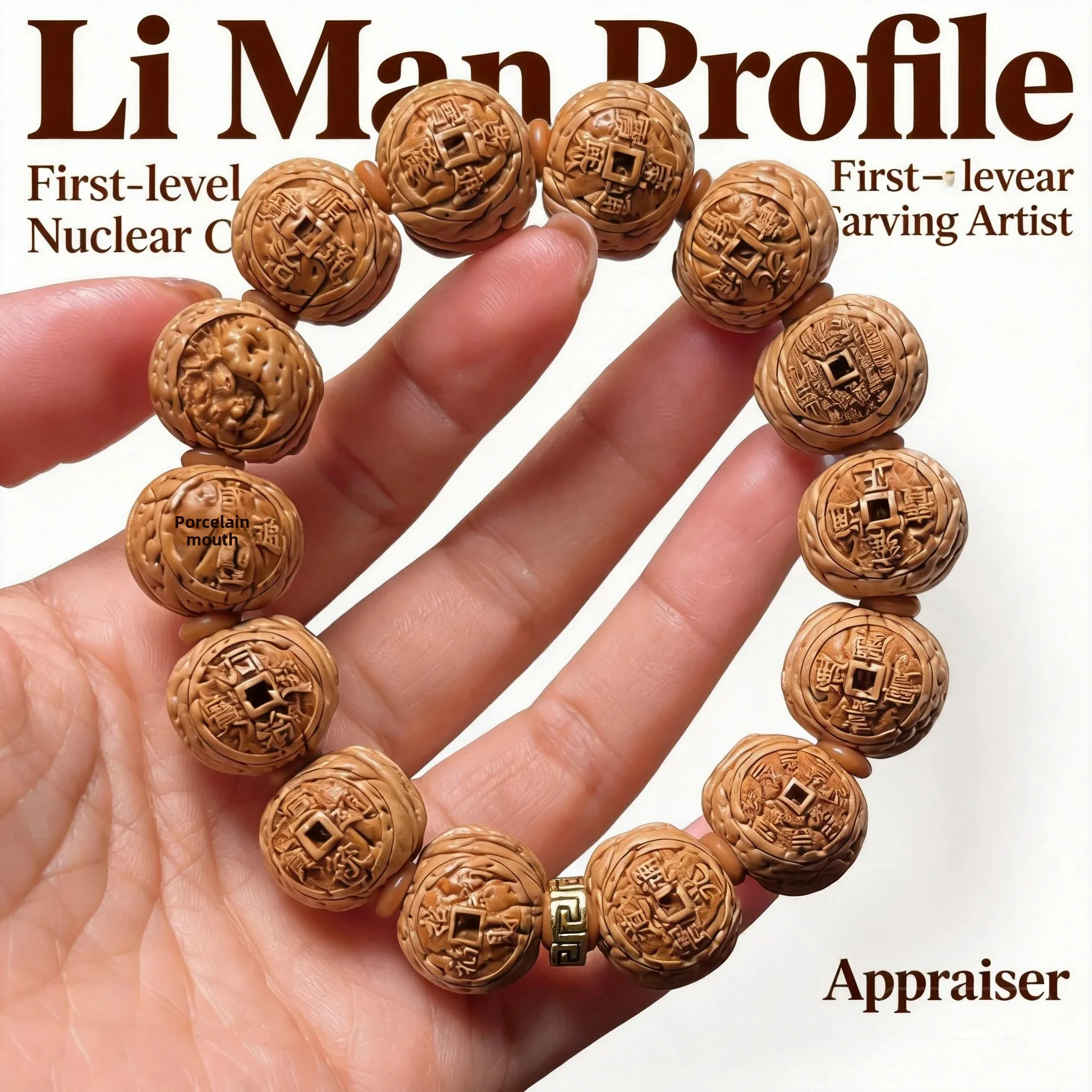 

Peach Pit Carved Ten Emperor Coins Beaded Bracelet 2026 Chinese Style Wenwan Jewelry For Men Women Daily Wear Meditation Prayer