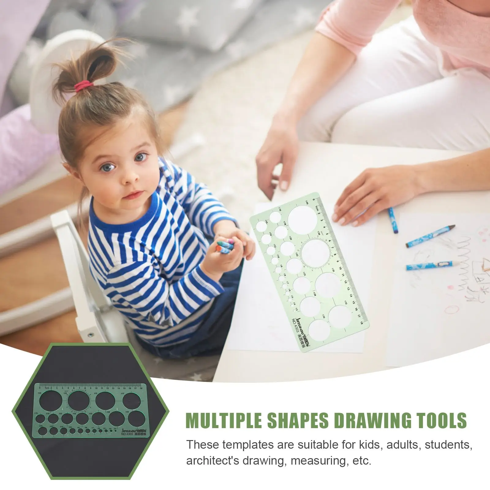 4 Pcs Geometric Templates Rulers Measuring Stencil Set Plastic Drawing Tools Lightweight Practical Students Architect