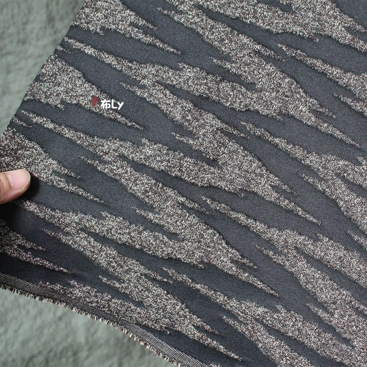 Black Brown V-shaped Embossed Jacquard Fabric, Retro 3D Texture For Spring Autumn Tops Skirts & Coats High-end Designer Material