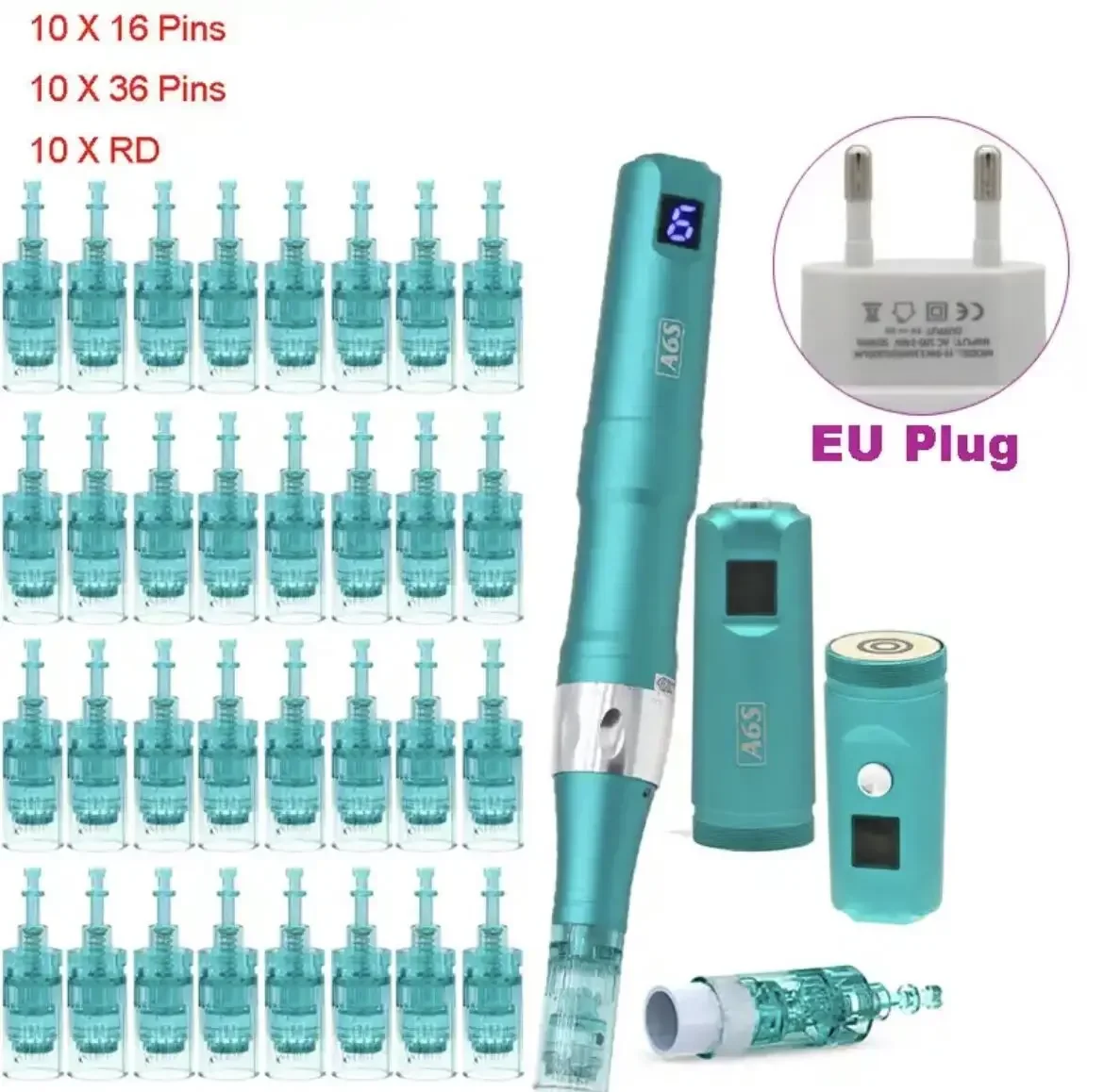 Dr Pen-Ultima A6S Microneedling Pen, Caneta Auto Elétrica Sem Fio, Caneta Derma, Ferramenta de Beleza de Cuidados com a Pele, 32Pcs Cartuchos