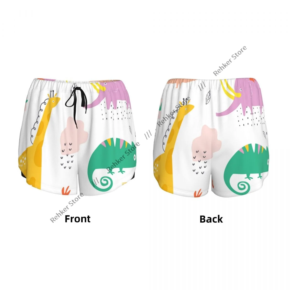 女性用アスレチックショーツ カラフルなエキゾチックな動物 ランニング ヨガ フィットネス 速乾性 バドミントン トレーニング ポケット付き
