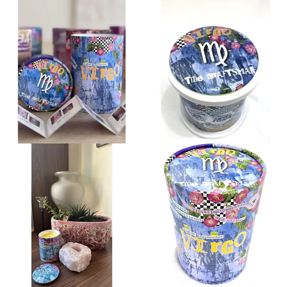 شمعة الصويا المعطرة بالياسمين ذات طابع علم التنجيم، 12.3 أونصة، وقت حرق 80 ساعة، جرة سيراميك قابلة لإعادة الاستخدام، صفعة مثالية لحرق العذراء زوديا #1