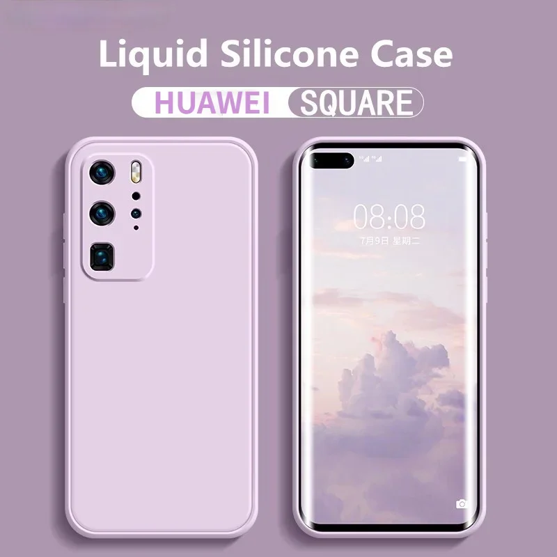 Candy Color Liquid Thin Silicone Case for Huawei P10 P20 P30 P40 Pro Plus Lite 4G 5G P40Pro Luxury Camera Protective Soft Covers