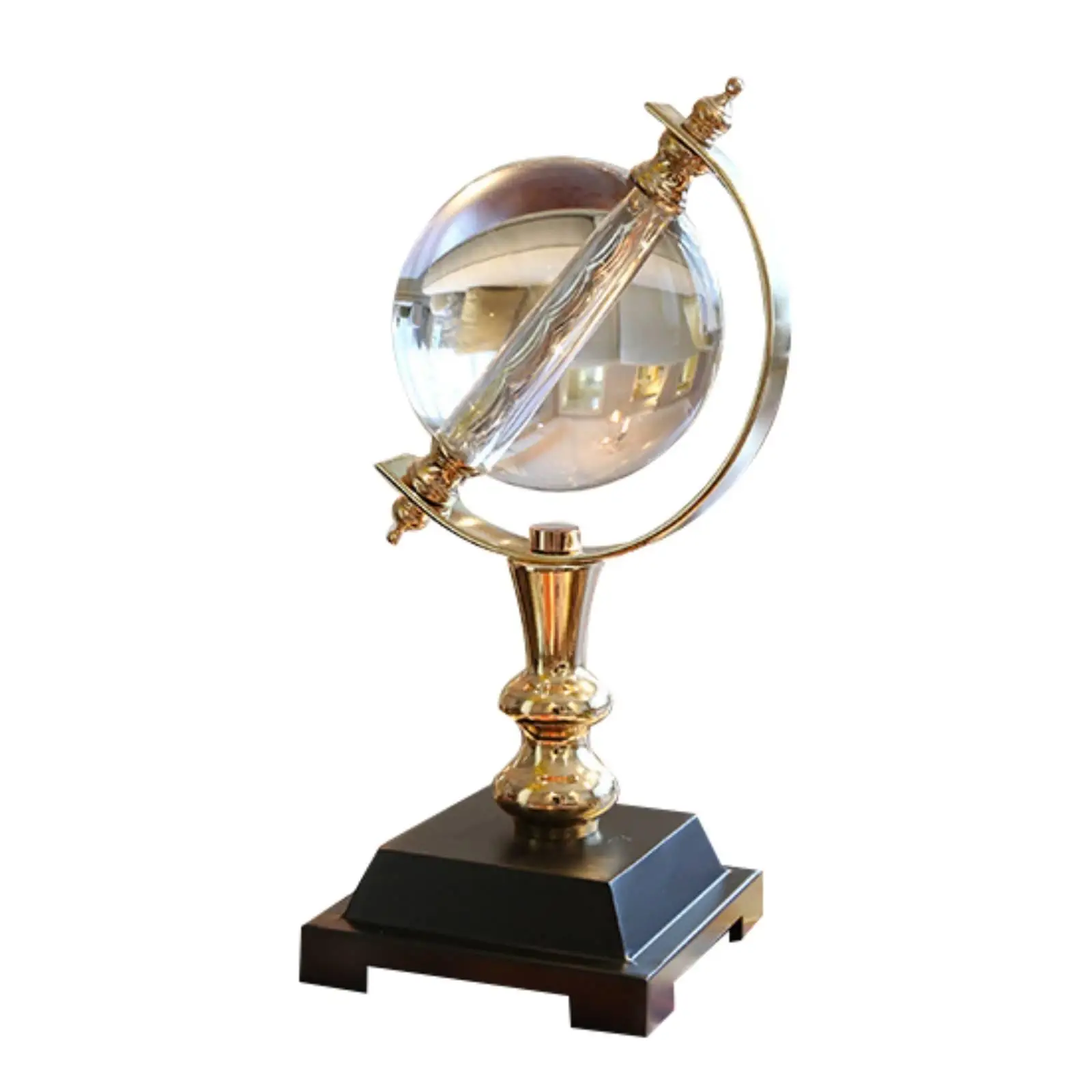Crystal Globe Ornament Transparent Glass Sphere Decor Reflective