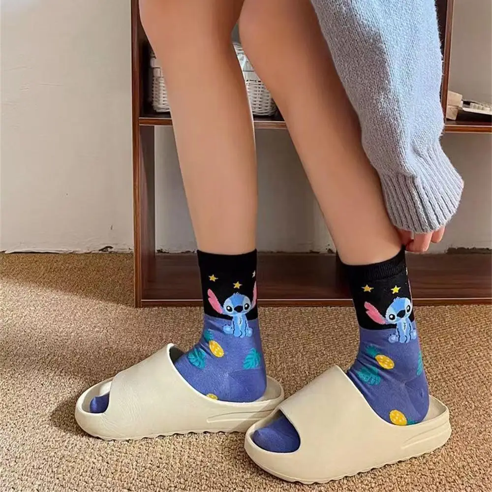 Stitch Disney Anime Lilo & Stitch Cotton Midtube Stockings Socks Cartoon Stitch Dolls Stockings Boys Girls Warm Sleep Socks Gift