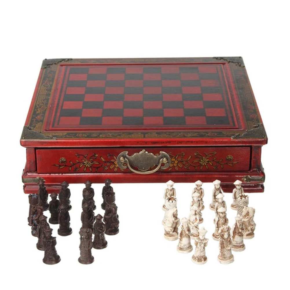 

Premium Resin International Chess Board Set Kids Adults Wooden Chessboard Intellectual Development Home Leisure Gift
