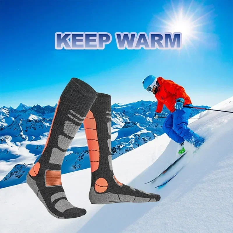 2 Pairs Merino Wool Ski Socks Winter Thermal Sports Snowboard Cycling Hiking Skiing Stockings Men Women Boot Sock