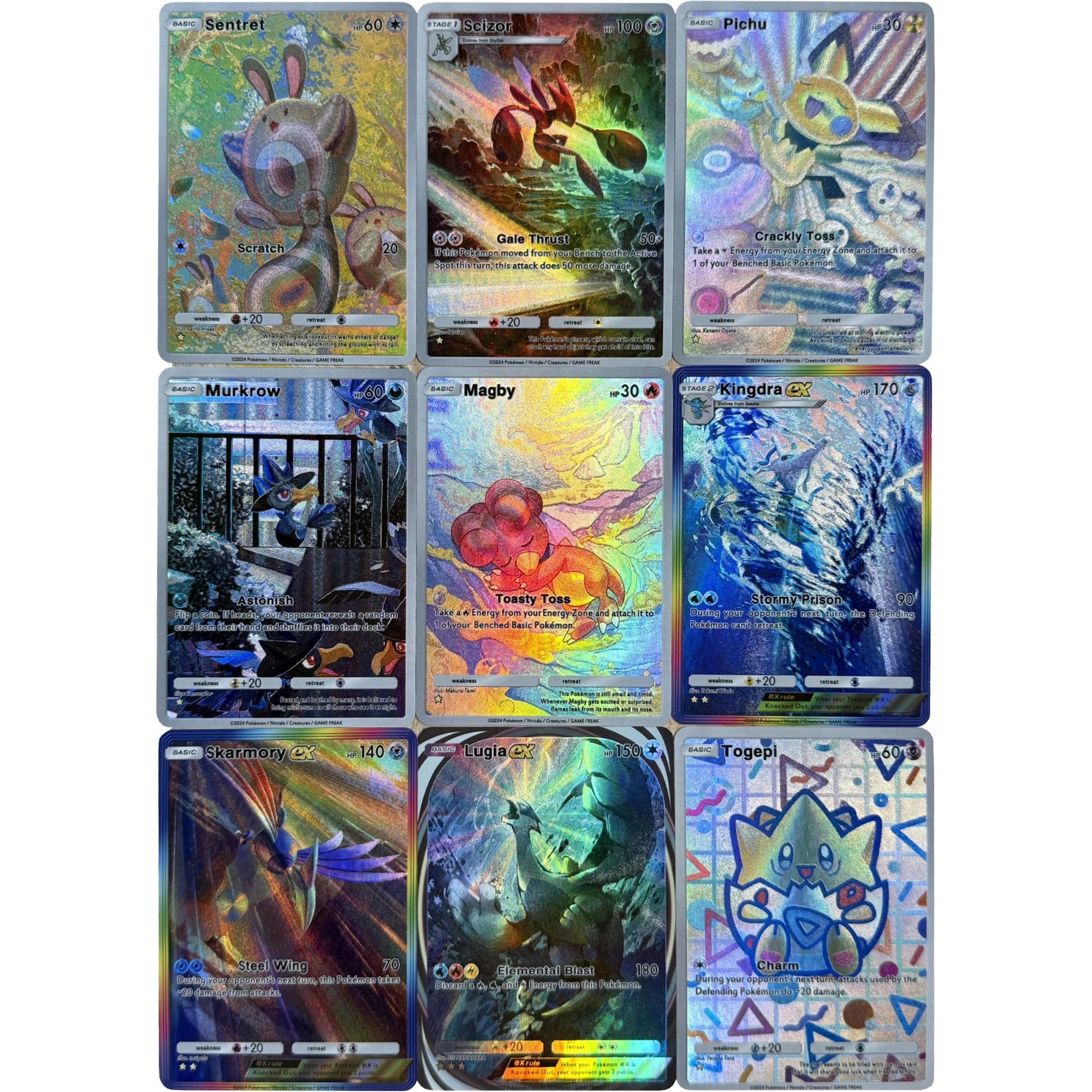 

9 шт./компл. Ptcg Lugia Pichu Magby Murkrow Scizor POCKET английская текстура флэш-карта классическая игра аниме коллекционные карты игрушки