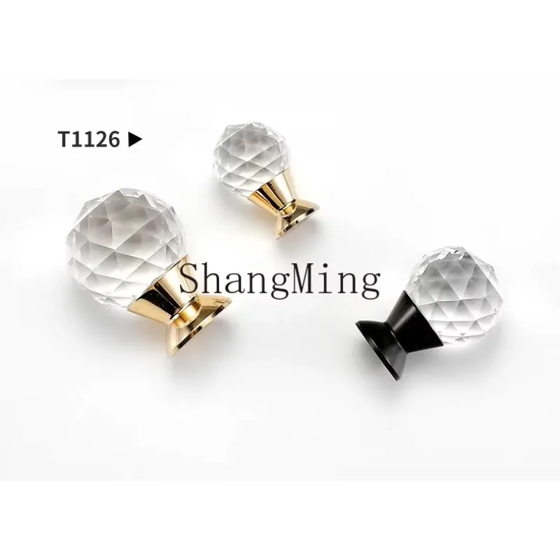

CLL high-grade crystal handle brass base cabinet shoe cabinet wardrobe door handle light luxury small single hole