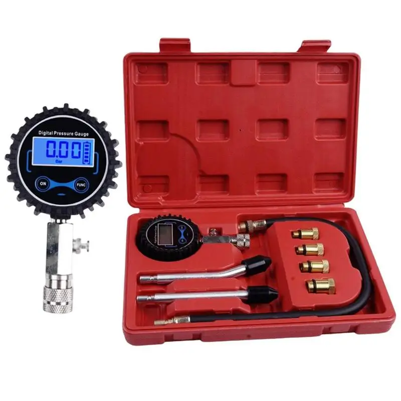 Compression Tester Automotive Digital Engine Cylinder Pressure Gauge 0-200PSI Car And Motorcycle Engine Testing Tools For