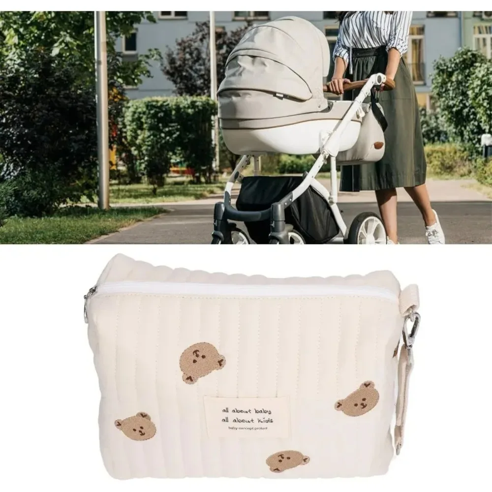 

Stroller Nappy Bag Quilted Baby Diaper Caddy Organizer Embroidered Mommy Bags Babies Accessories Changing Bag Storage Portable