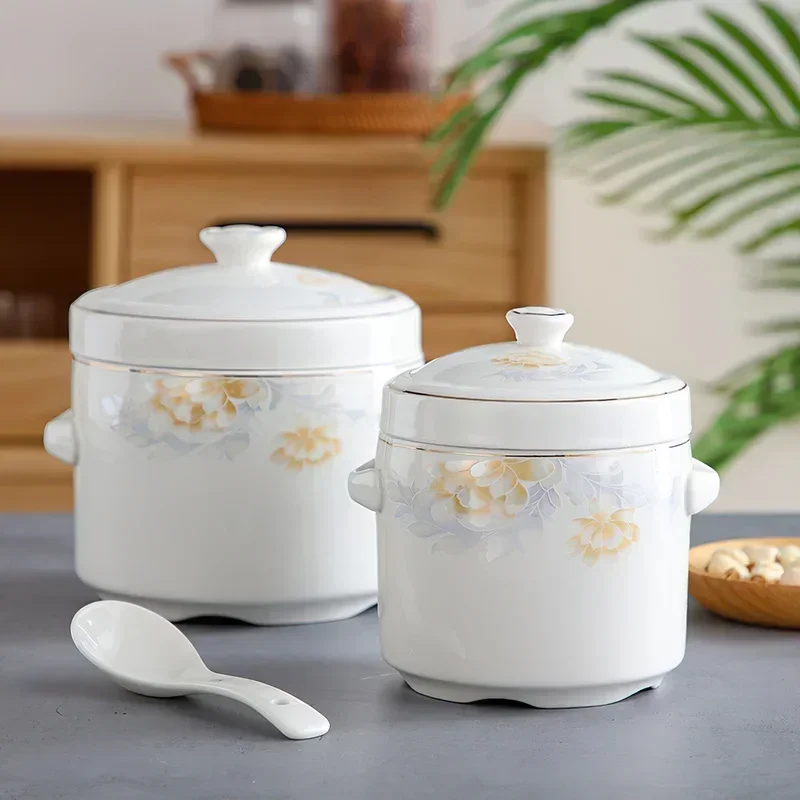 ceramic-stew-pot-korean-creative-egg-bird's-nest-dessert-bowl-double-lid-soup-cup-tableware-home-kitchen-supplies-dropshipping