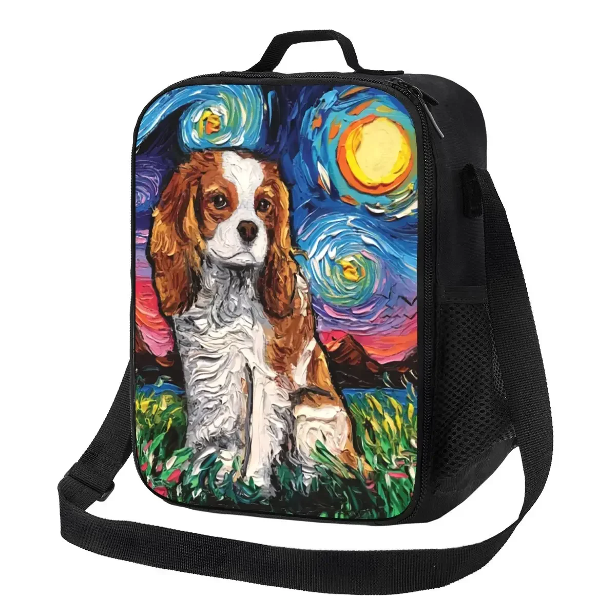 

Custom Cavalier King Charles Spaniel Pet Portraits Art Lunch Bag Men Women Cooler Warm Insulated Lunch Boxes for Kids School