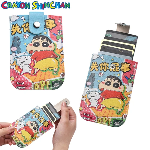 짱구 만화 카드홀더 애니메이션 휴대용 풀러블 다중 슬롯 카드 가방, 신용 ID 은행 보호 커버, 카드 슬리브 