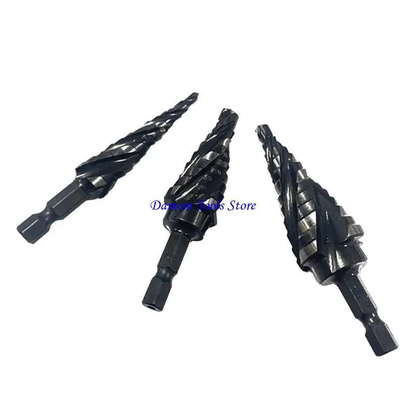 57be 3PCS Bước khoan bits thép tốc độ cao Unibits Bits Set for tấm kim loại