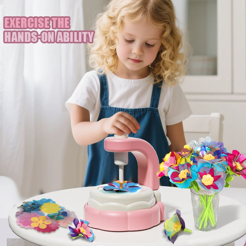 DIY Flower Craft Making Machine Kit for Kids - Creative Art & Handmade Toy, Parent-Child Interaction, Fine Motor Skills Training