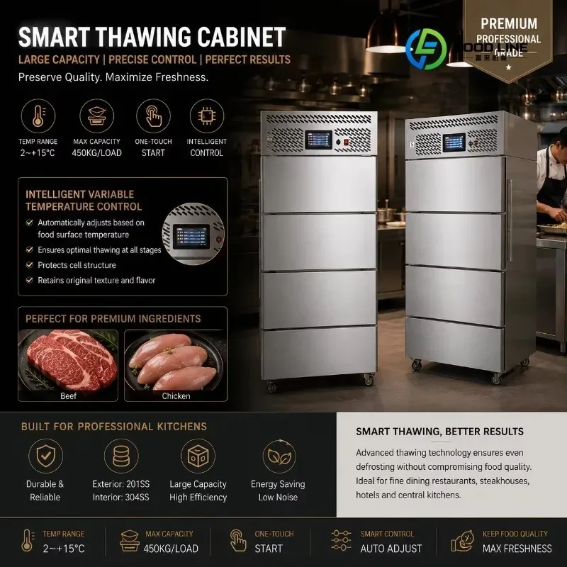 2026 New FL Capacity Fast Food Restaurant  Chicken and Beef Low-temperature Defrosting Cabinets Thawing Cabinet Customized