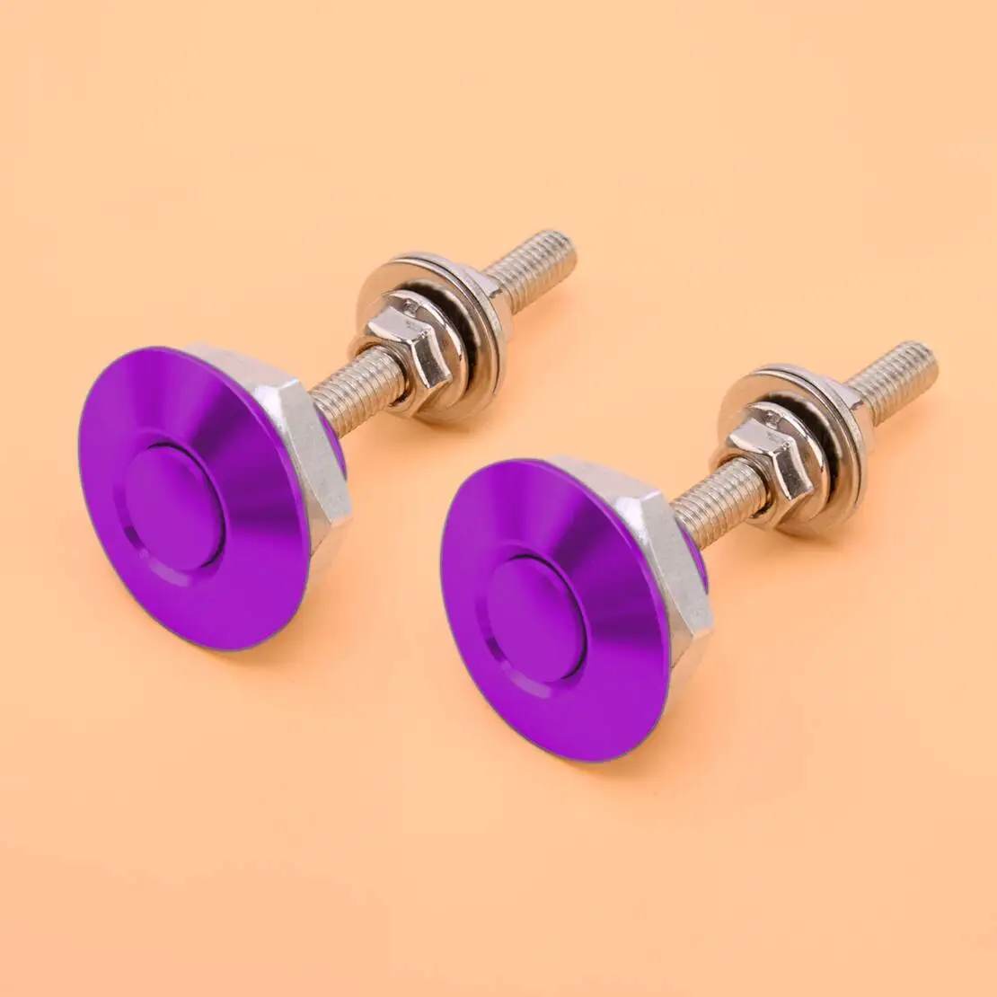 2pcs Purple Aluminum Alloy 30mm Car Push Button Quick Release Hood Bonnet Pins Lock Clip Bumper Latch fit for Universal