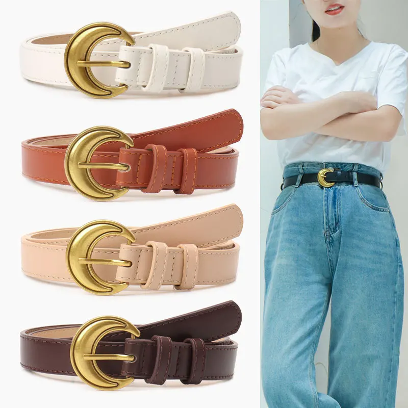 

Premium Sense of New Women's Belts Ancient Gold Crescent Moon Fashion Versatile Women's Dress Decorative Belt Female