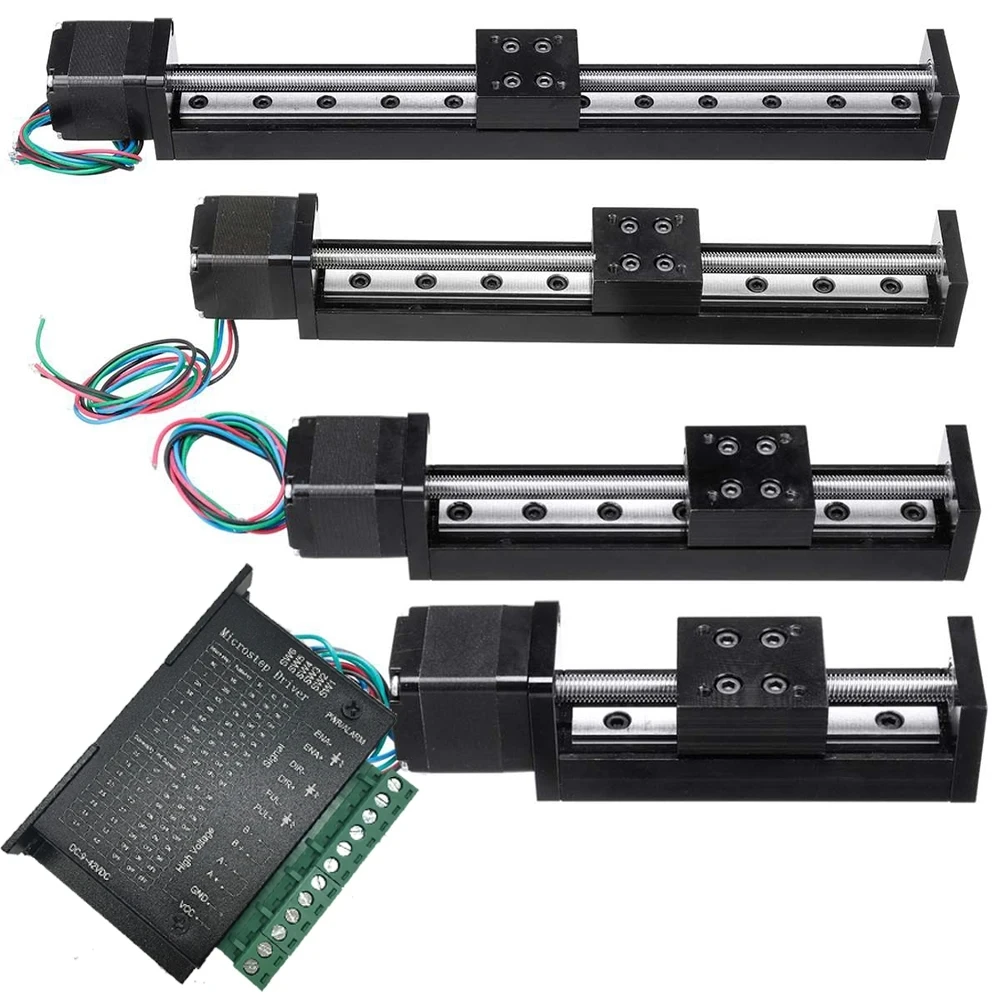 Slide Linear Guides Pitch 1-12mm,T-type Table Linear Rails Stepper Motor Driver Kits 50mm~300mm Stroke 3D Printer XYZ Module