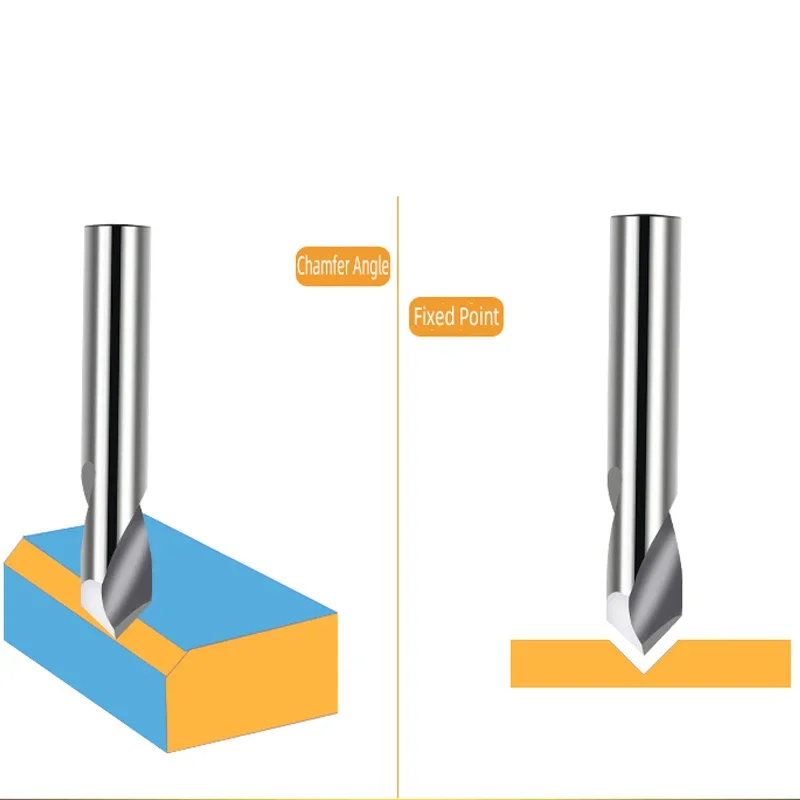 1 peça ângulo de dois flautas 90 graus cnc ponto fixo perfuração e fresa para chanfrar rebarbas de alumínio livre