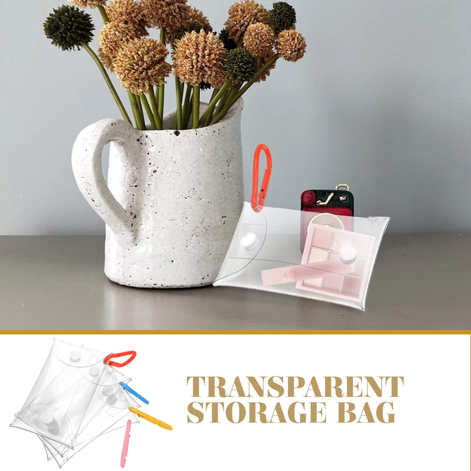 4 قطع من حقيبة شخصيات الرسوم المتحركة، محفظة صغيرة للعملات المعدنية للنساء، حقيبة تغيير PVC خفيفة الوزن مع زر إغلاق، محفظة صغيرة للسفر #3