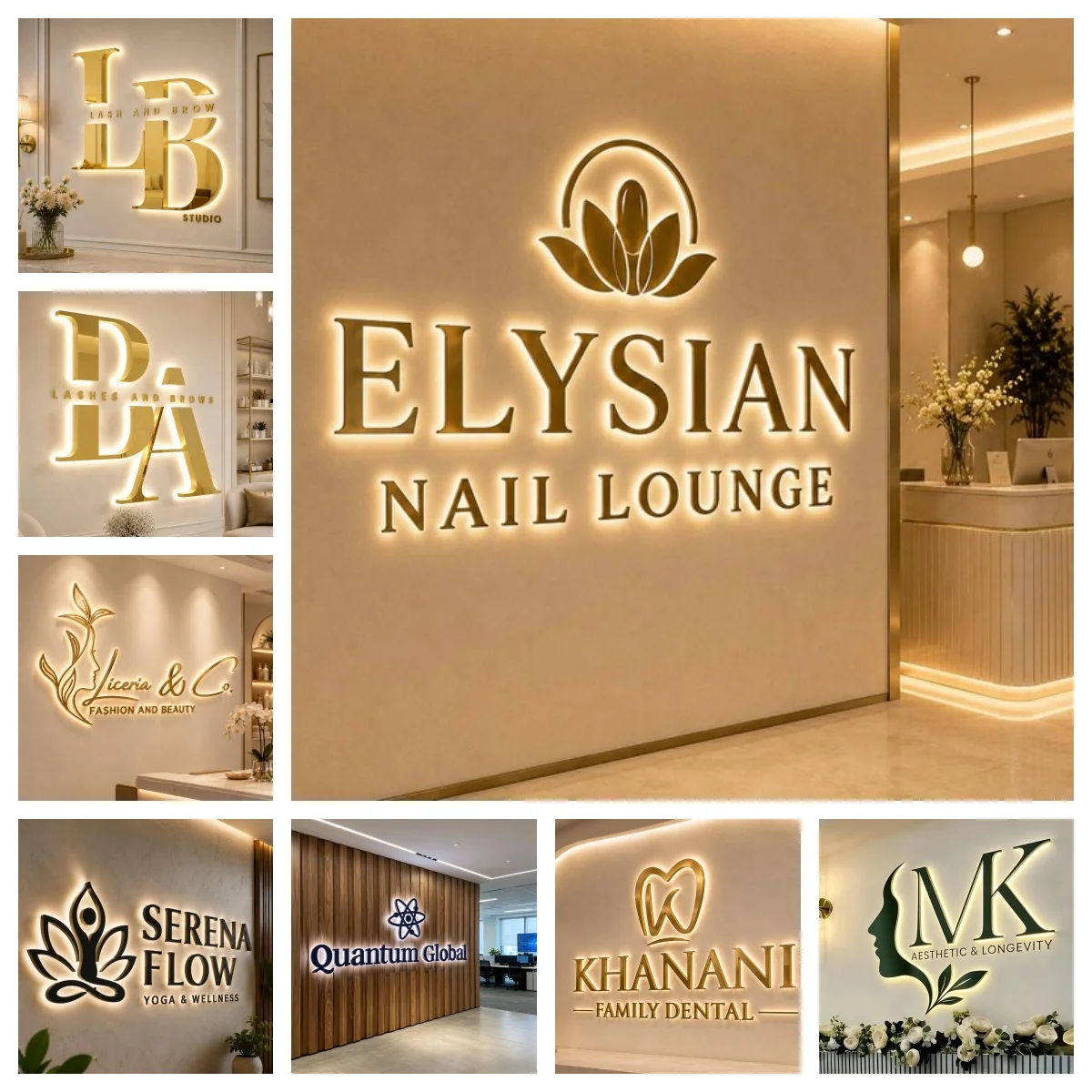 Custom Business Logo Backlit Metal Sign LED Letter for Personalized Brand Beauty Salon Spa Clinic Outdoor Shop Signage CE/UL
