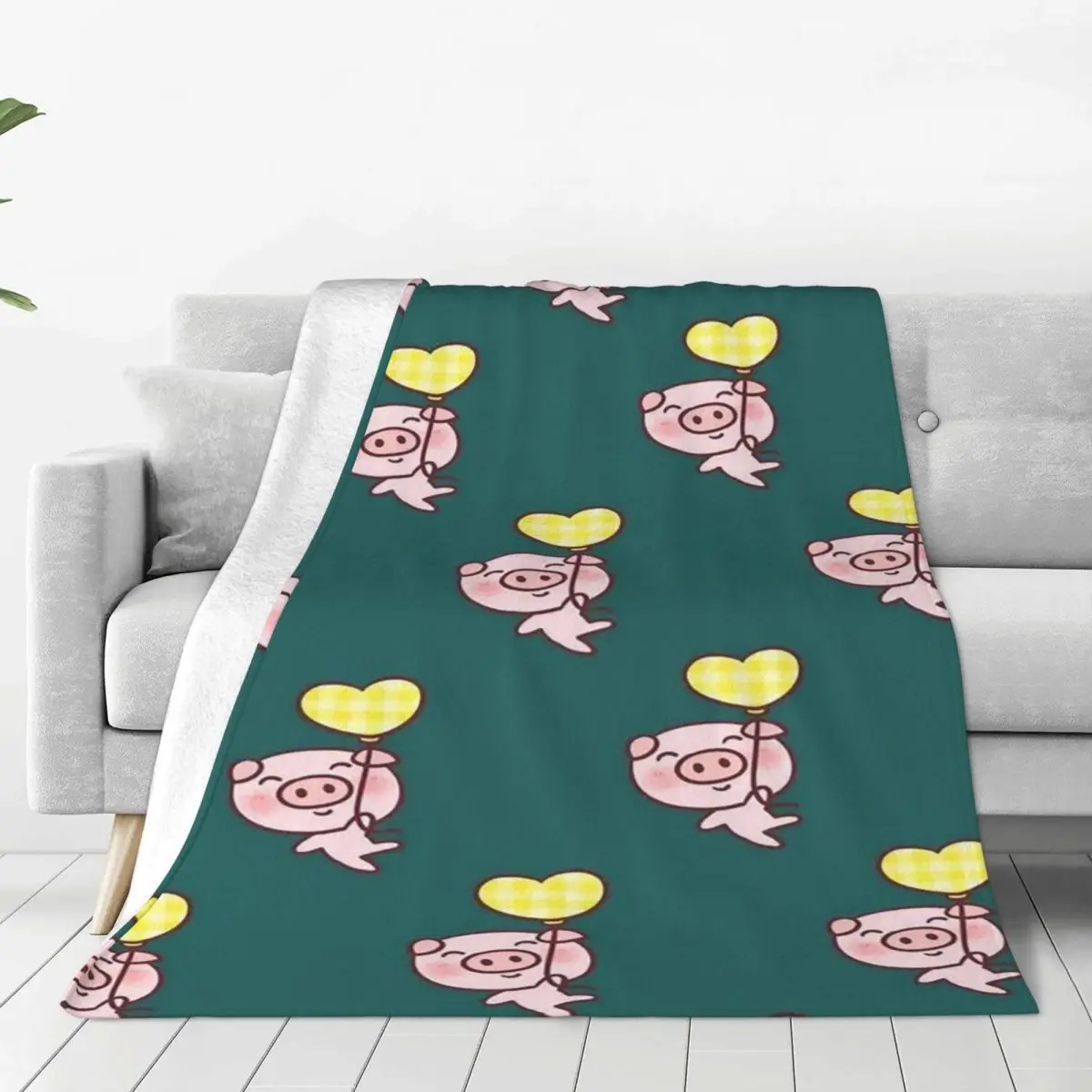 

Cute Pig Pink Blankets Flannel Autumn/Winter Animal Collage Cartoon Soft Throw Blankets for Bedding Couch Plush Thin Quilt