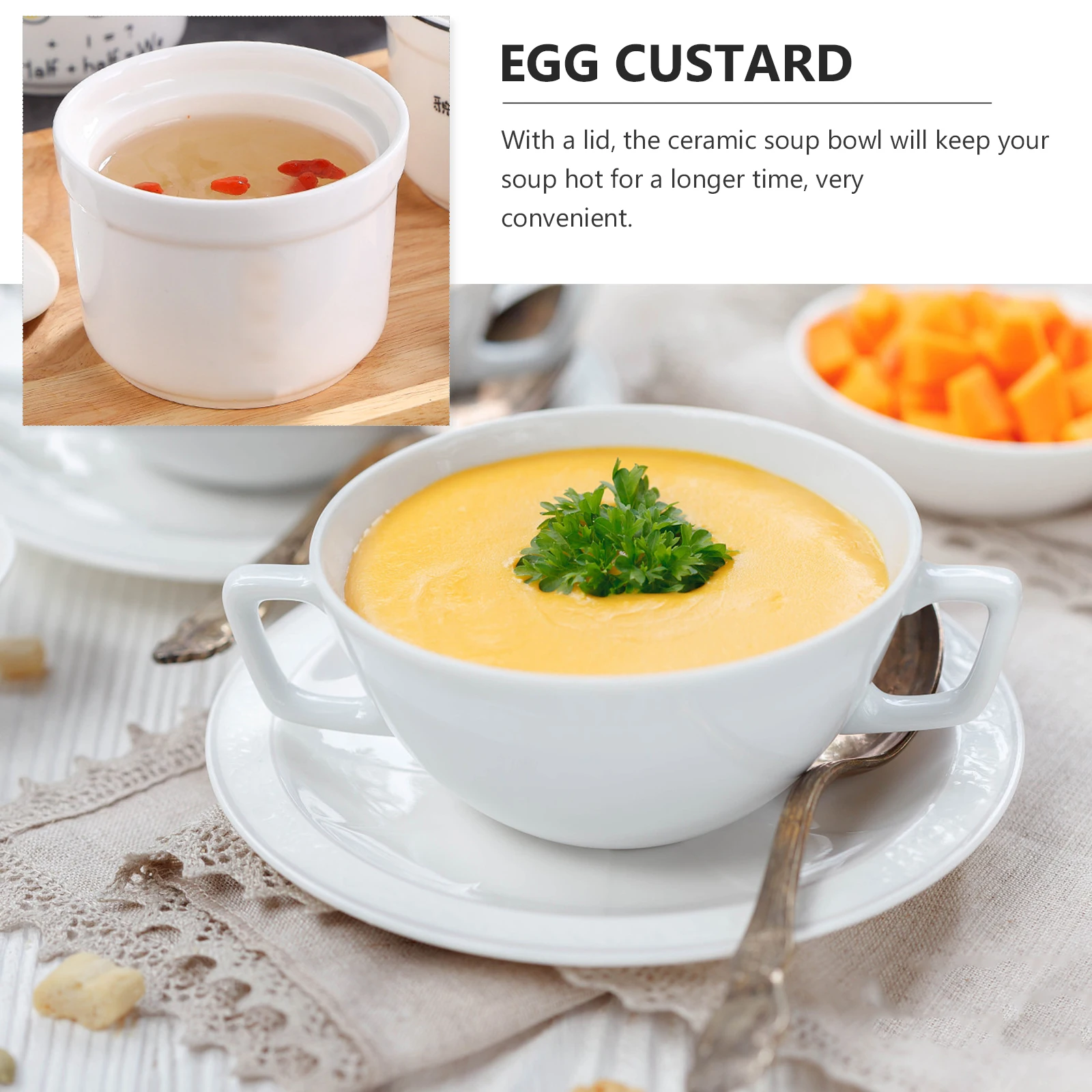 

Керамическая кастрюля 280 мл с крышкой для приготовления яичного супа и десерта, элегантная кухонная посуда, миска с крышкой, удерживающая тепло