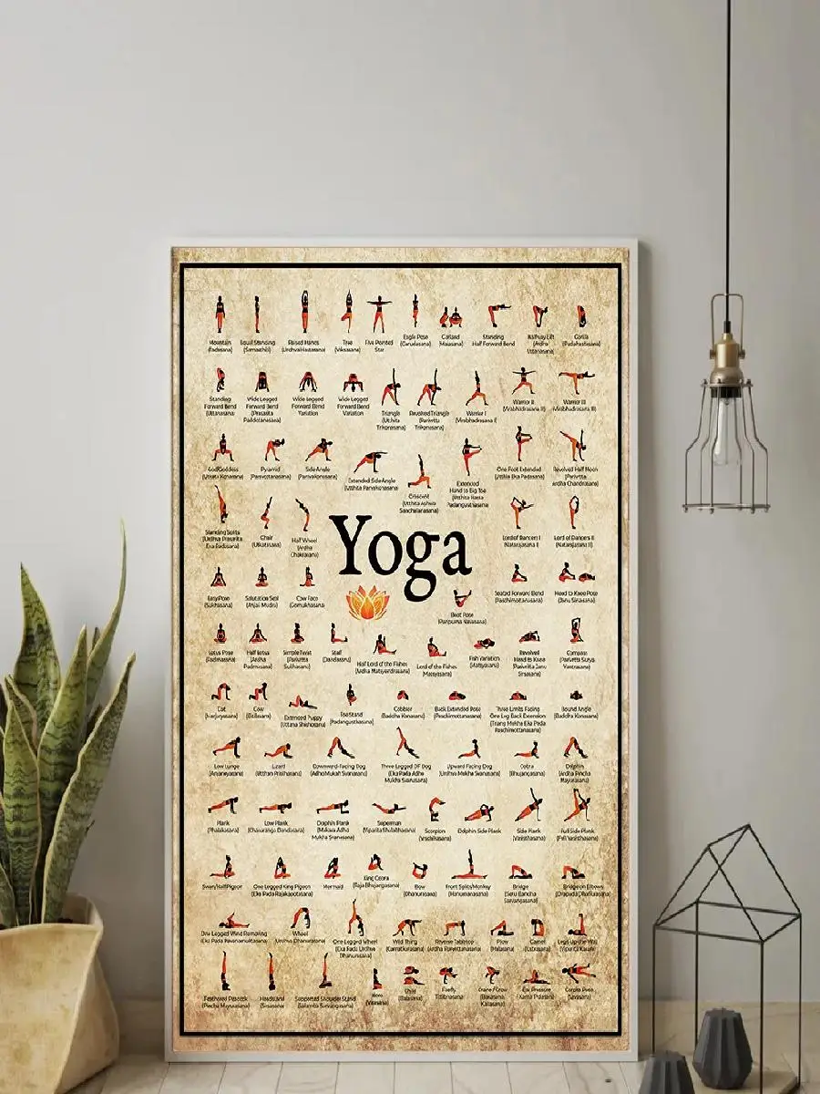 Yoga Ashtanga Pose Chart Health Poster  Canvas Wall Art for Living Room Home Decor  Exercise Gym Yoga Print