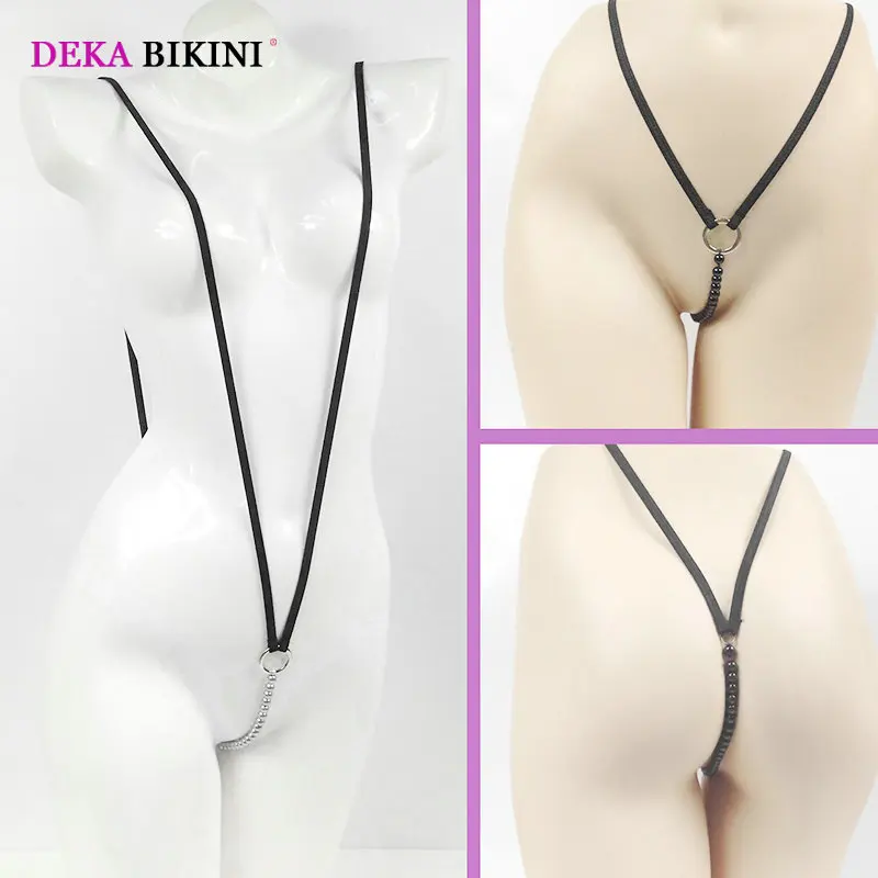 DEKA Micro Pearl Bikini Sexy Sling String Beading  Y Pearl Lotion Buttocks Girl Beach Swimwear Women One Piece Swimsuit Monokini