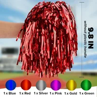 2PCS Cheerleading Pom Poms with Handle Metallic Foil Plastic Cheerleade Pompoms Spirit Team Game Sport Dancing Party Favors 2