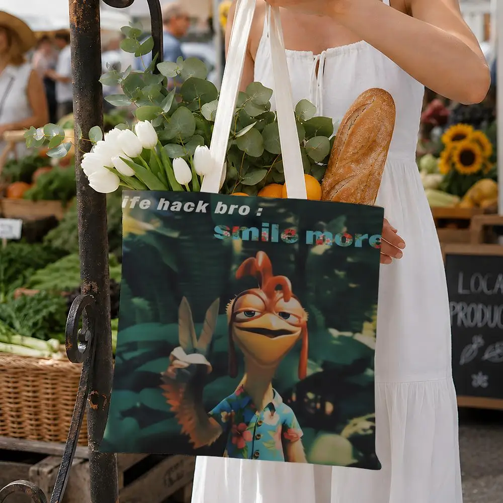 Meme Chicken Joe Flag Storage Bags Fashion Cotton 12/16oz Canvas Tote Bag Eco Friendly Reusable Large Capacity Shopping Bag