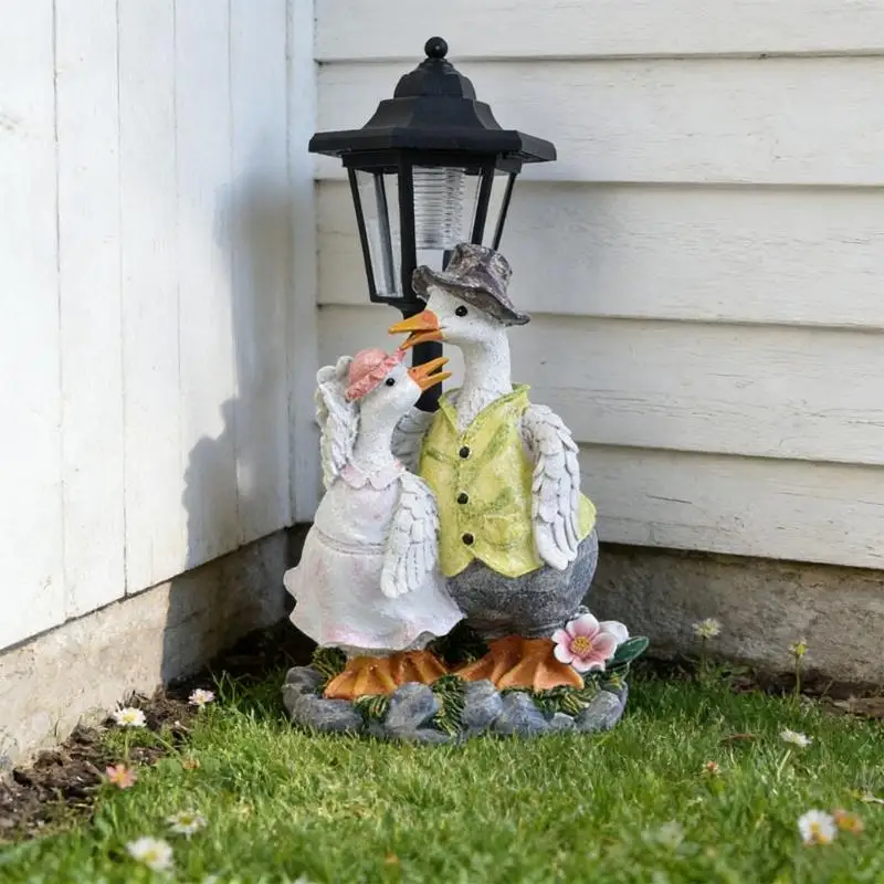 QX2E Impressive Sun Operated Duck Outdoor Decoration Creates Pleasant Setting When Dark