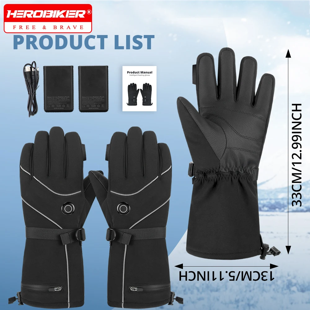 

Motorcycle Heating Gloves Waterproof Heated Guantes Touch Screen Motorbike Outdoors Riding Gloves Winter Heating Thermal Gloves