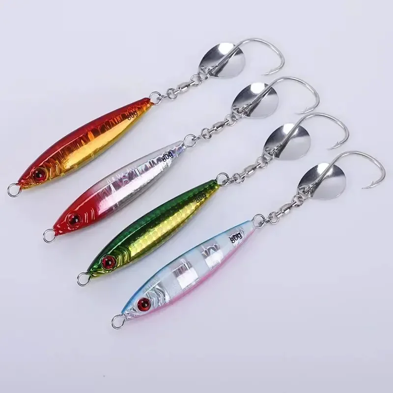 Anzuelo de Pesca con Lentejuelas de Color Aleatorio, Anzuelo Simple para Pesca con Mosca, para Pez Espada, Caballa Española, Mero, Bacalao, Pez Espada