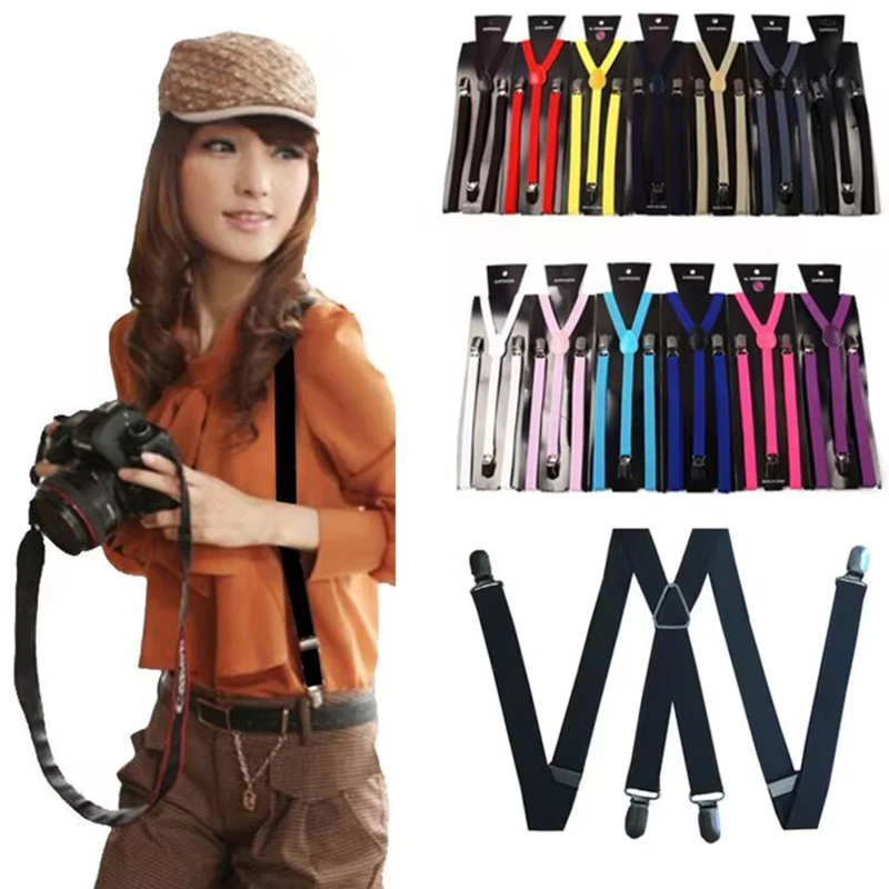 25mm Wide Men Suspenders High Elastic Adjustable 4 Strong Clips Suspender Heavy Duty X Back Trousers Braces 5 Colors