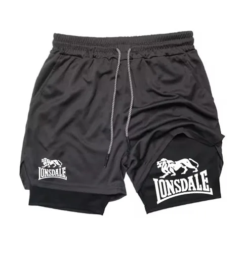 LONSDALE Summer Fashion Sports Running Shorts Men's 2 in 1 Quick Dry Workout Training Gym Fitness jogging shorts