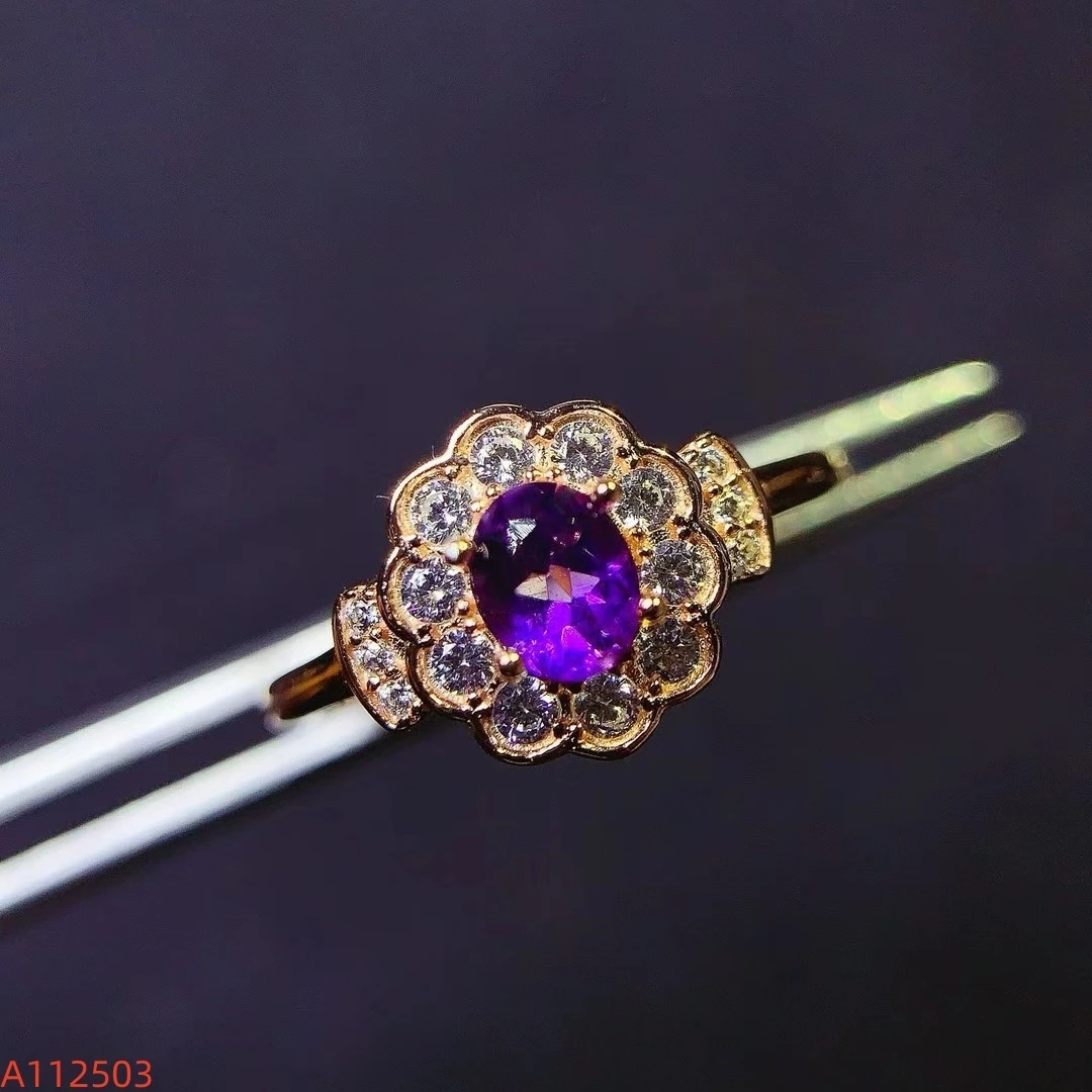 KJJEAXCMY Natural Brazilian Amethyst Women's Ring S925 Silver Electroplating Process Inlaid High Clarity Support Testing