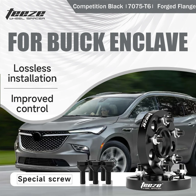 

Teeze 2/4pcs 6x120 CB66.9mm M14x1.5 Hub Centric Black Forged wheel spacer For Buick Enclave Flange Plate25/30mm