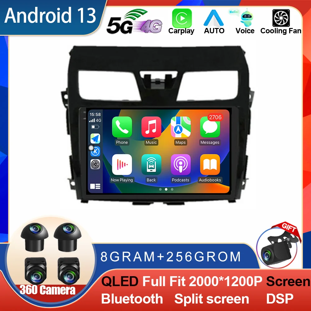 

Android 13 For Nissan Teana Altima 2013 2014 2015 Car Radio NavigationSerero Wireless Carplay Auto GPS DSP Multimedia Player BT