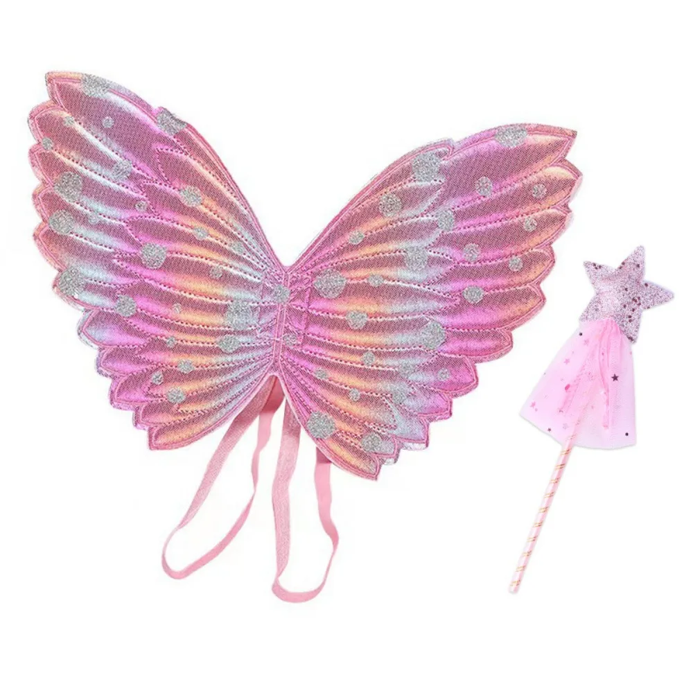 Baguette magique en Polyester pour enfants, accessoire de déguisement, ailes de papillon colorées, ailes d'ange de princesse féerique pour garçon