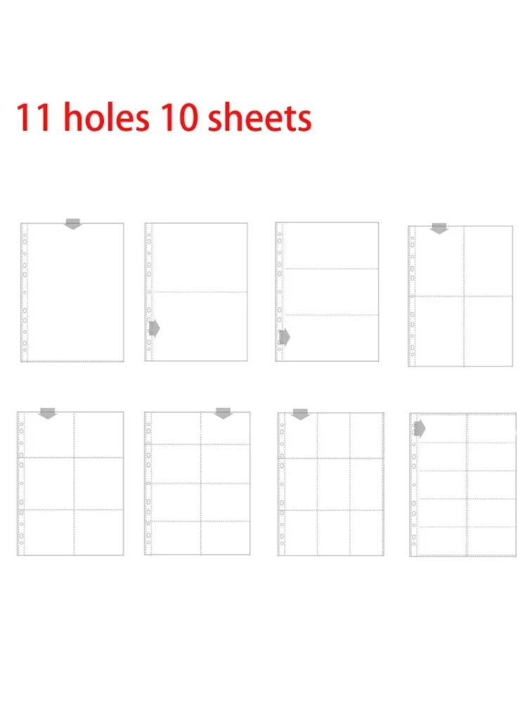 

For Banknotes/stamps/card 10pcs Banknote Collection Supplies Page Card Booklet Insert Replacement A4 11 Holes Postcard Organiser